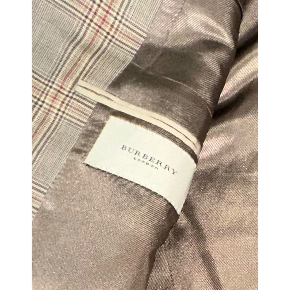 Burberry London Mens 46L Glen Plaid Wool Blazer Sport Coat 3 Button Made in USA